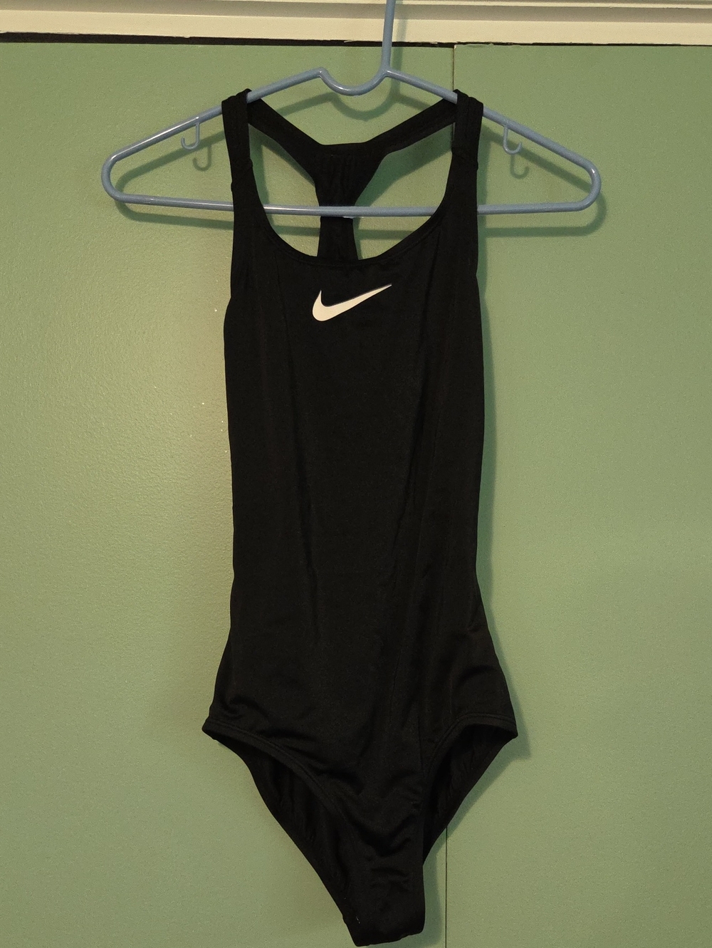 Nike Girls' Black One-Piece Swimsuit with White Swoosh Size Xl